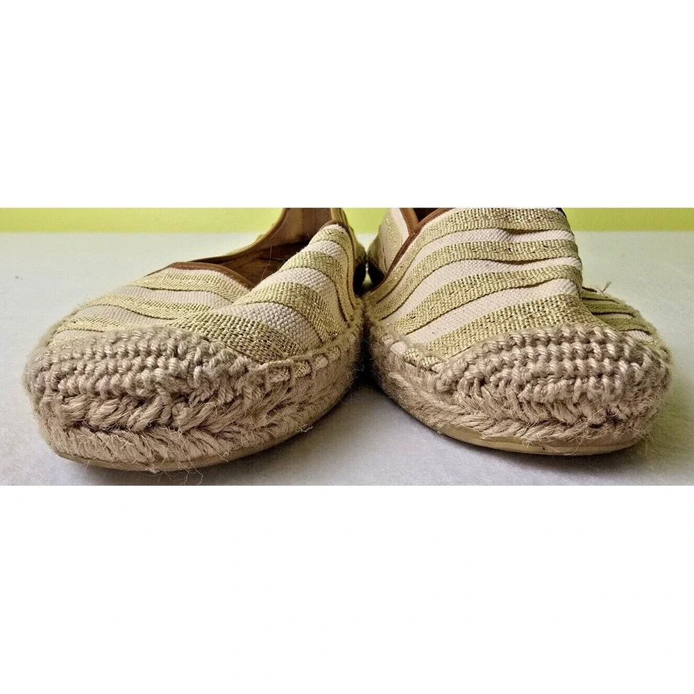 Kate Spade Womens Espadrille Flats Gold Sparkle Boho Vacation Travel Resort Sz 9